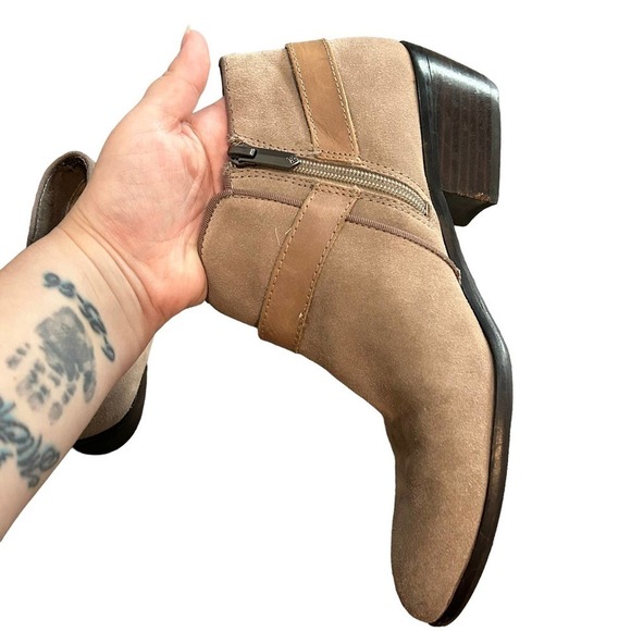 Sam Edelman Pheonix Leather Taupe Ankle Boots - Picture 9 of 15